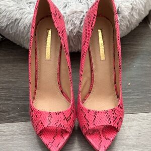 Liliana Vibrant Pink Snake Pattern Heels